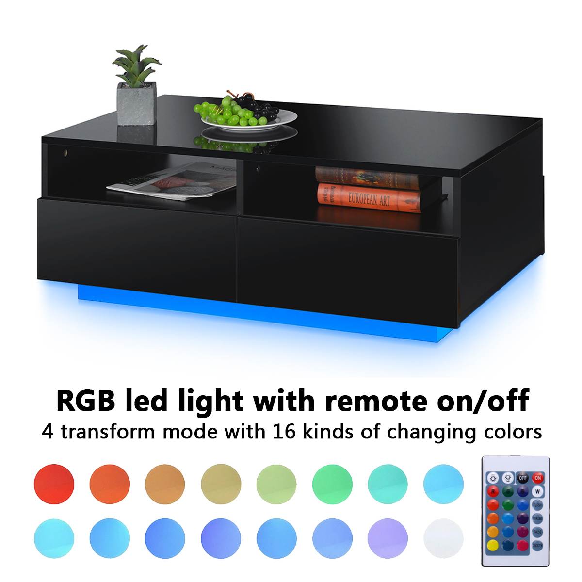 
                  
                    RGB LED Coffee Table High Gloss Side Table for Living Room Furniture
                  
                