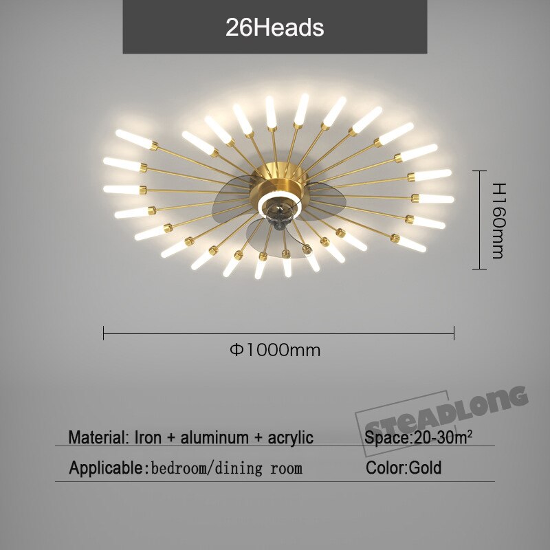 
                  
                    Nordic Creative Light Modern Luxury LED Fireworks Ceiling Fan Silent Light Fixture
                  
                