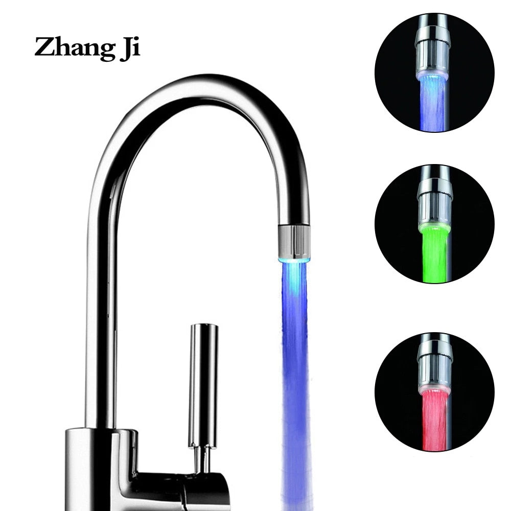 Zhang Ji LED Temperature Sensor 3-Color Light Kitchen Bathroom Faucet Aerator Tap Nozzle Shower