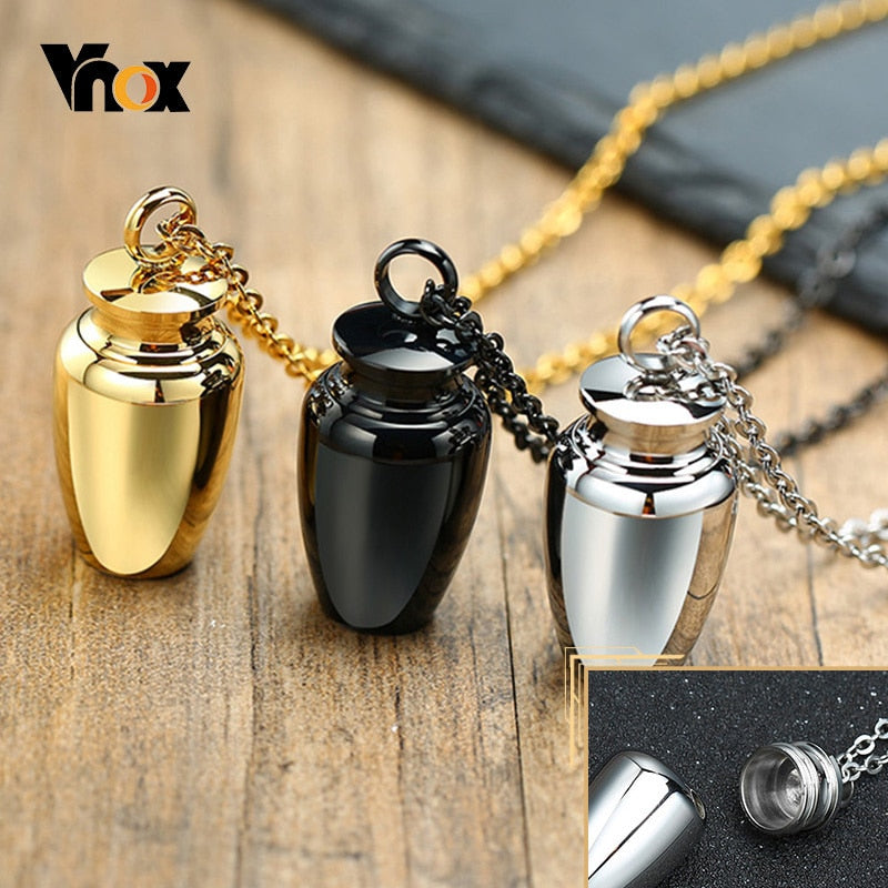 Vnox Openable Earthen Jar Columbarium Shape Pendant Holder Ashes Urn Necklace