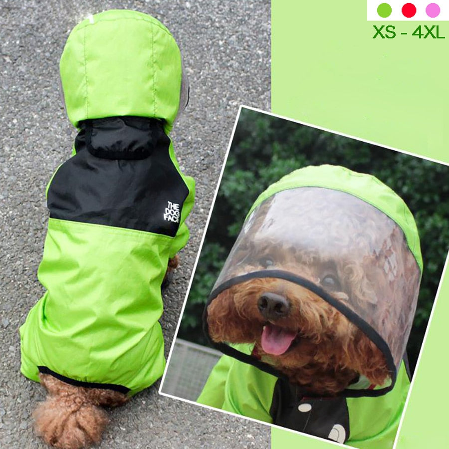 Pet Dog Raincoat Transparent Hooded Jumpsuit Waterproof Coat Water Resistant for Dogs