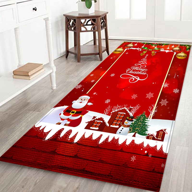 Holiday Christmas Rugs Living Room Kitchen Anti-Slip Entrance Doormats Home Decor