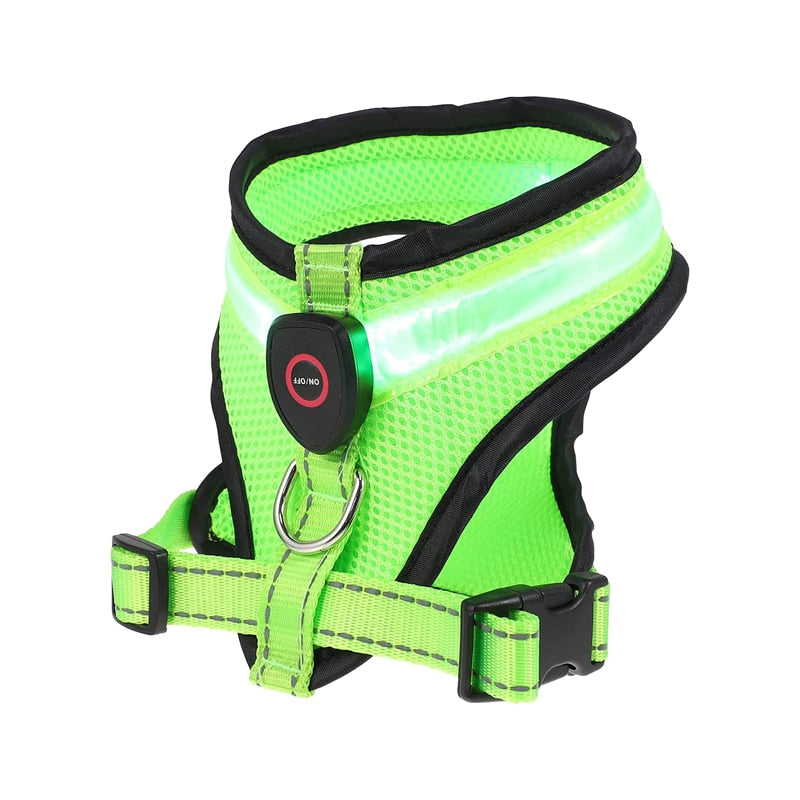 
                  
                    LED Light Dog Harness USB Rechargeable Reflective Adjustable Mesh Soft Padded Pet Vest Harness
                  
                