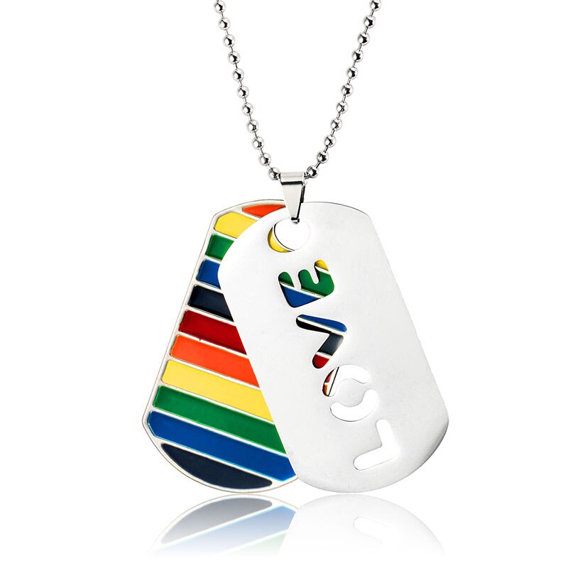 
                  
                    Enamel Rainbow Flag Pride Love Equality Pendant Necklace LGBT Necklaces Stainless Steel
                  
                