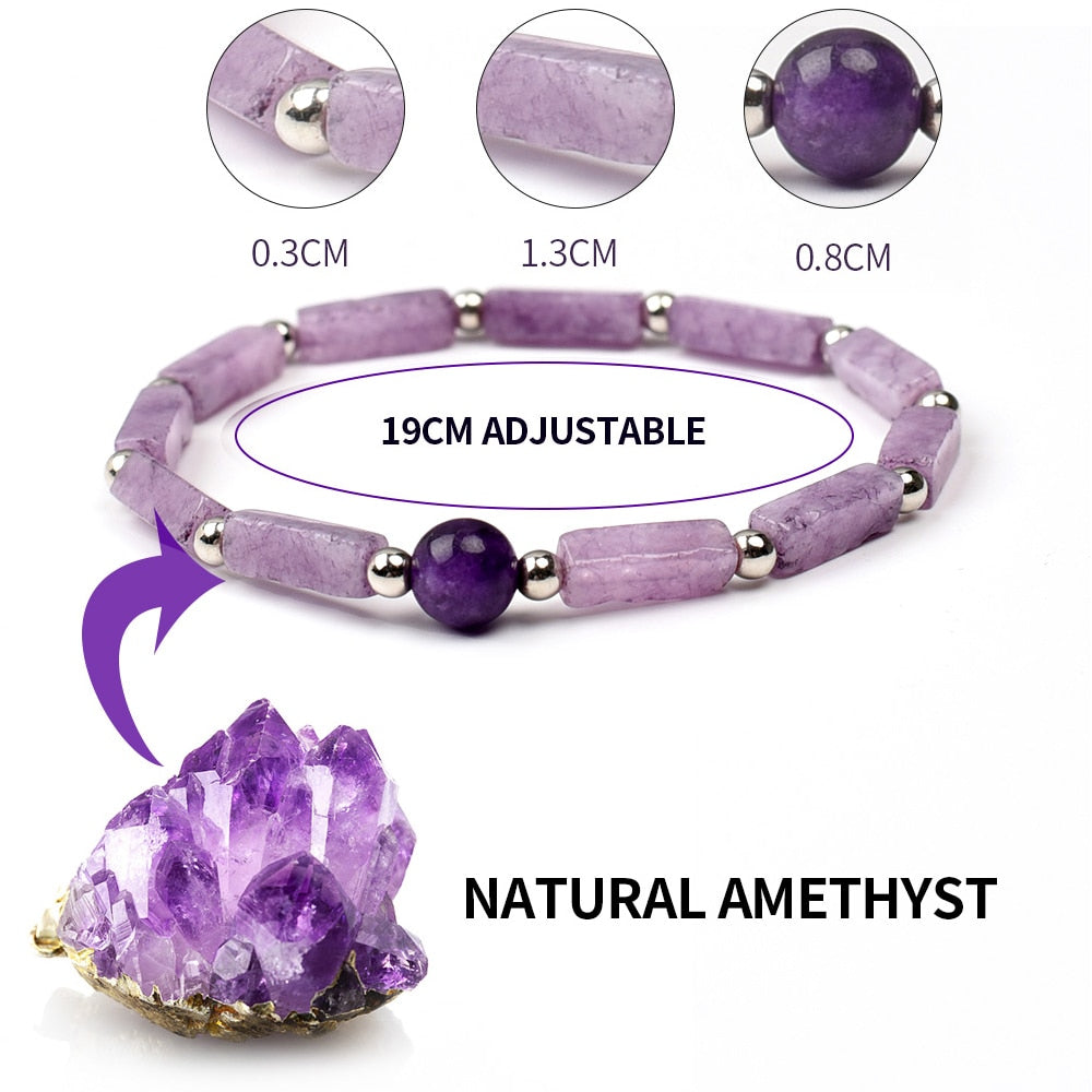 
                  
                    Natural Amethyst Body Purify Slimming Stone Energy Bracelets for Weight Loss Fatigue Relief Healing Yoga
                  
                