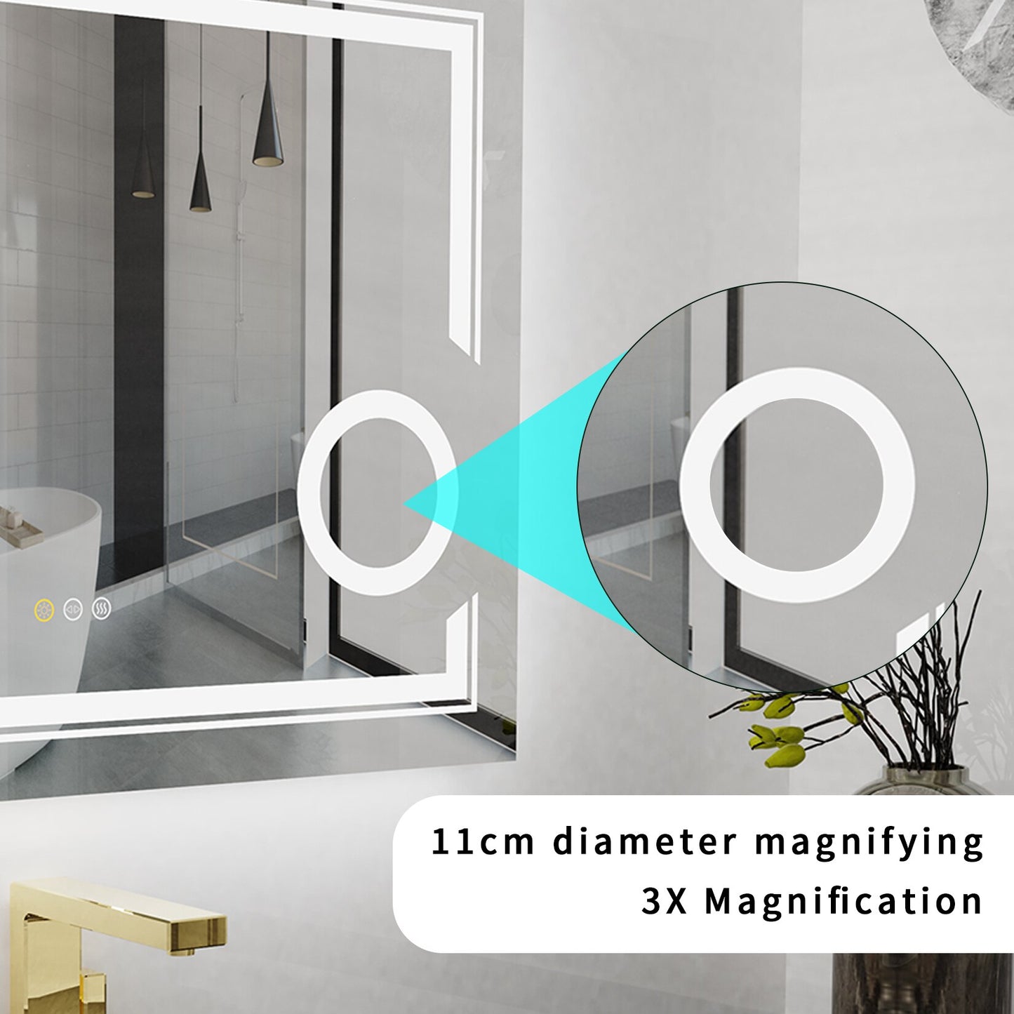 
                  
                    LED Lighted Smart Bathroom Mirror Wall Mounted Front Backlit Dimmable Anti-Fog Mirror
                  
                