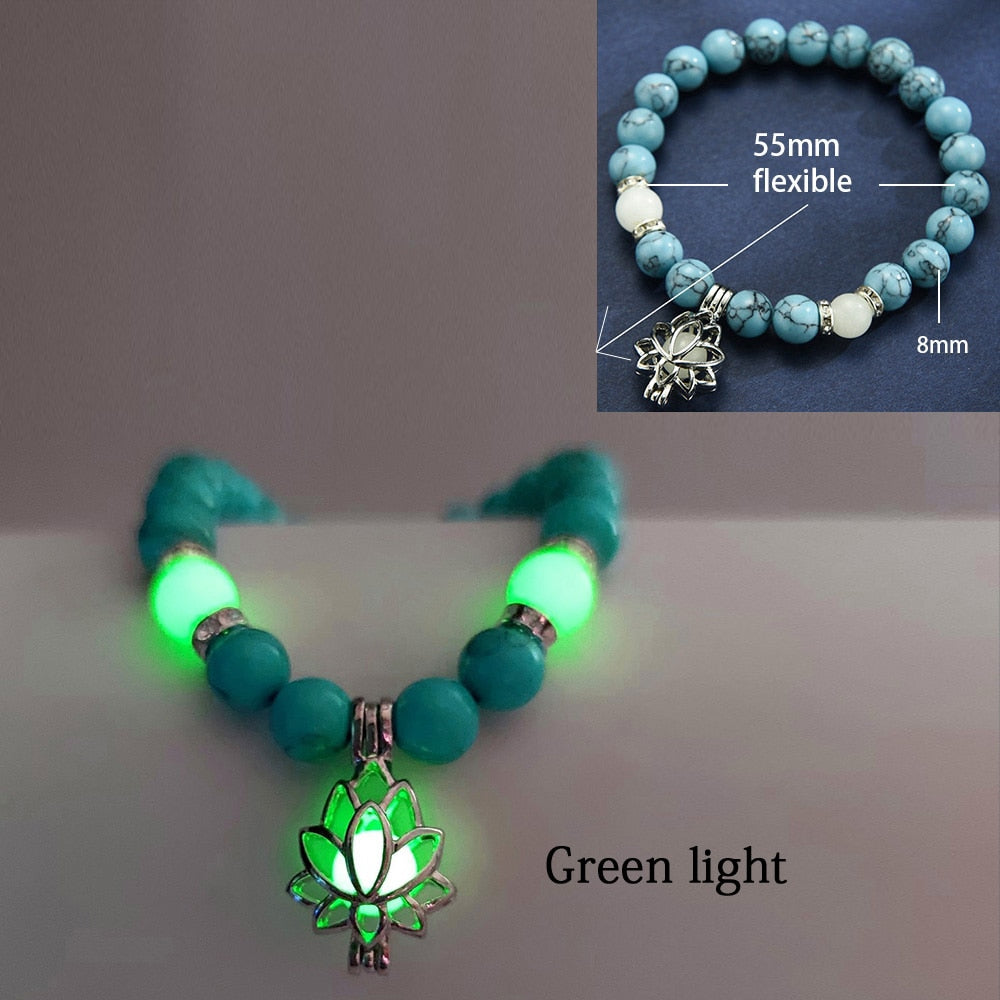 Natural Stone Bracelet Yoga Healing Luminous Glow in the Dark Bracelet