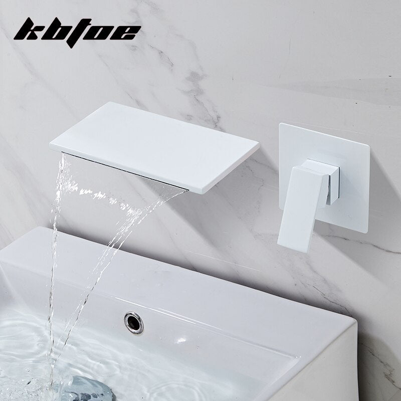 
                  
                    Waterfall Basin Faucet Set Bathroom Wall Mounted Modern Hot and Cold Water Bathtub Sink Mixer
                  
                