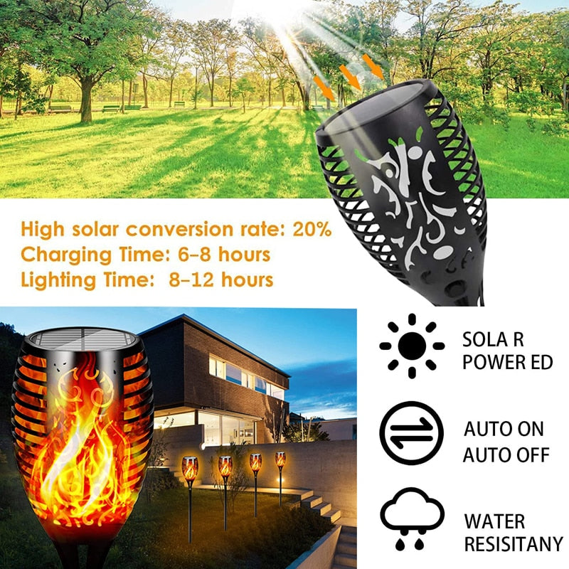 
                  
                    LED Flame Waterproof 96LEDs Solar Lawn Flame Flickering Torch Fire Lights Outdoors
                  
                