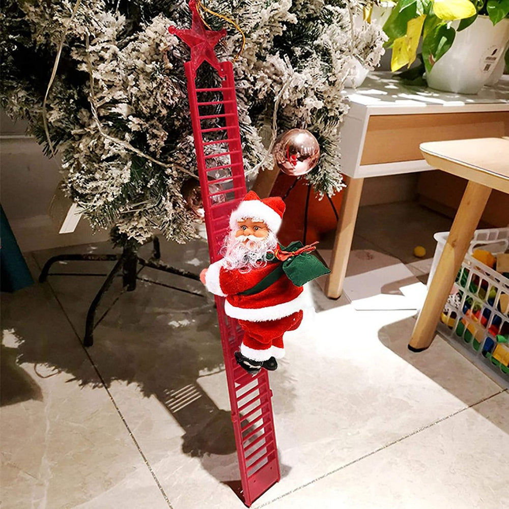 Electric Santa Claus Climbing Ladder Christmas Tree Hanging Decor with Music