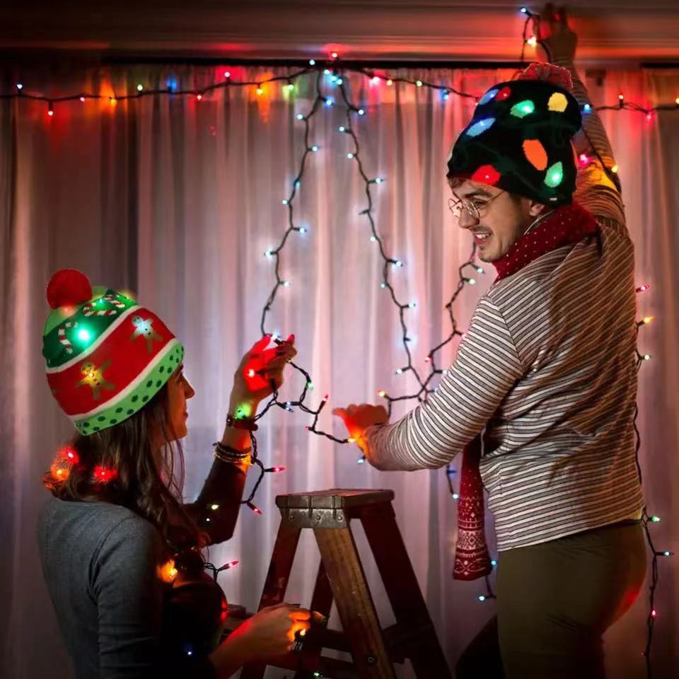 Holidays Christmas LED Knitted Light-Up Beanie Elastic Hats