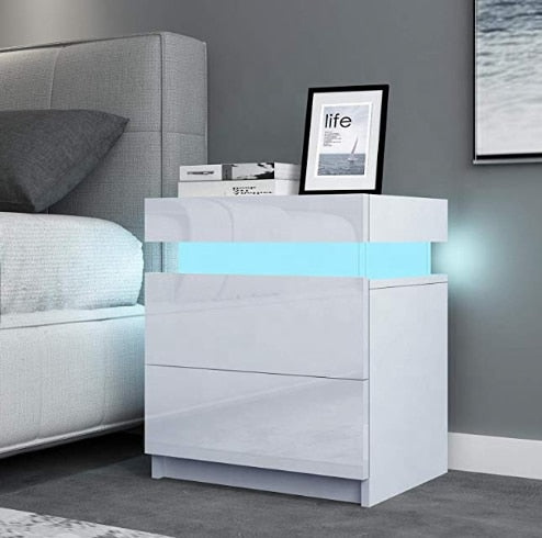 
                  
                    Modern RGB LED Night Table with 2 Drawers Home Bedroom Furniture Nightstands
                  
                