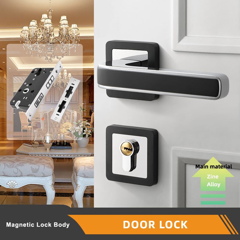 
                  
                    Indoor Bedroom Quiet Magnetic Suction Door Lock Modern Door Handle
                  
                