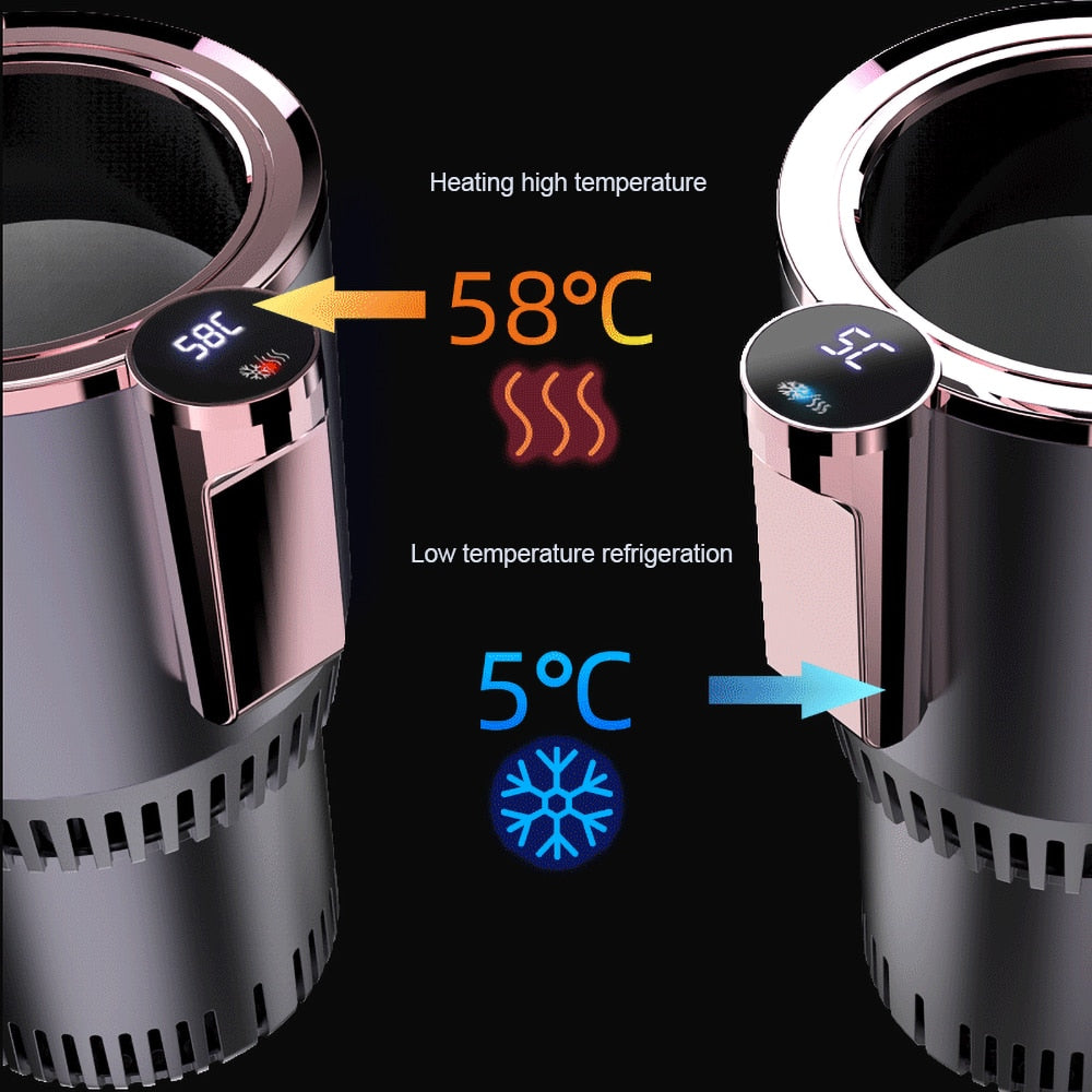 2-In-1 Smart Cooling & Heating Car Cup Electric Warmer and Cooler with Temperature Display for 12V Cars