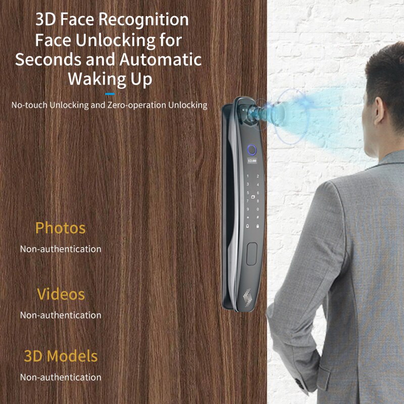 
                  
                    3D Face Smart Door Lock Security Camera Monitor Fingerprint Password Biometric Smart Key Lock
                  
                