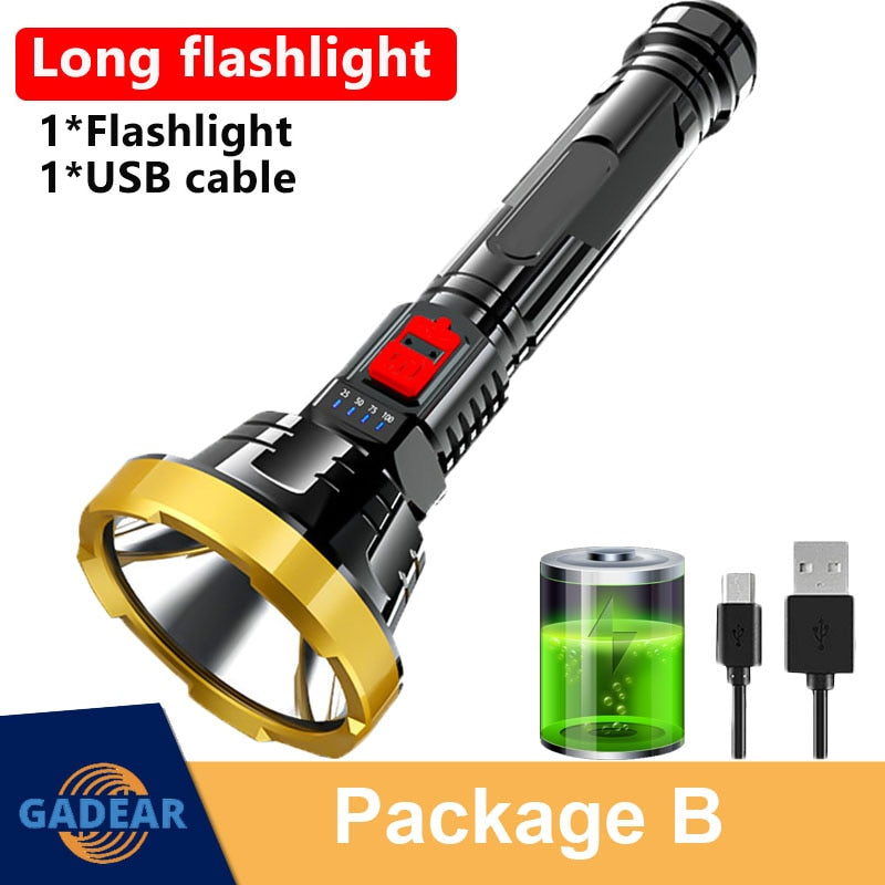 
                  
                    500000LM Powerful LED Flashlight P700 Long Range 1000m Waterproof Camping USB Rechargeable
                  
                