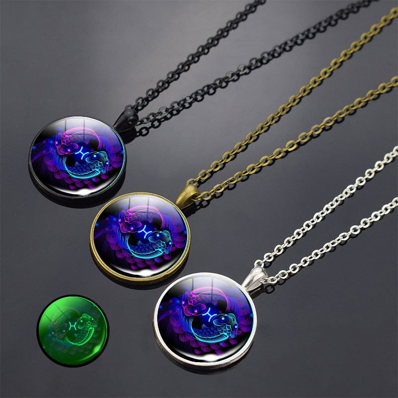 
                  
                    Luminous 12 Constellation Pendant Long Chains Necklace Zodiac Signs Glow in The Dark
                  
                