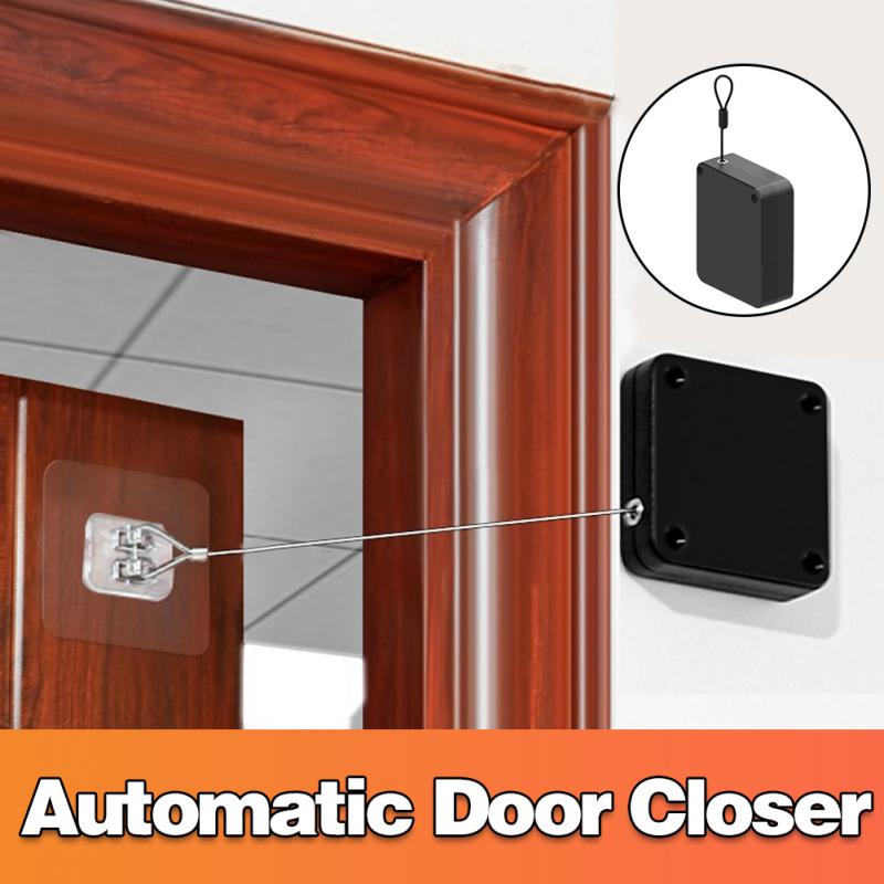 Door Closer Punch-Free Adjustable Surface Close Door Bracket Closer