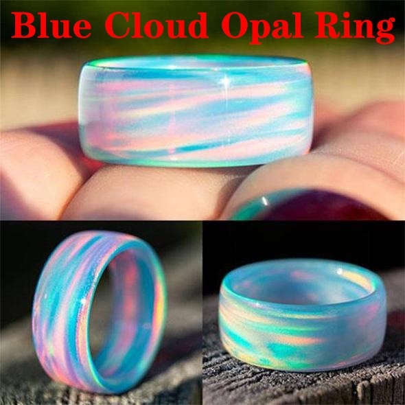 
                  
                    Rainbow Fire Opal Resin Carbon Fiber Iridescent Color Changing Opal Rings
                  
                