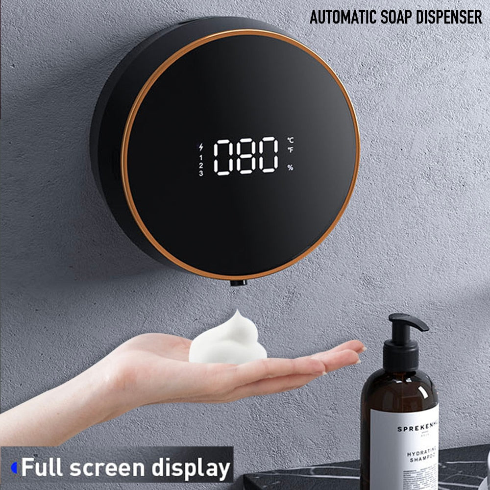 Wall Mount Automatic Foam Soap Dispensers LED Temperature Display Electric Touchless Infrared Sensor Foam Liquid Dispenser