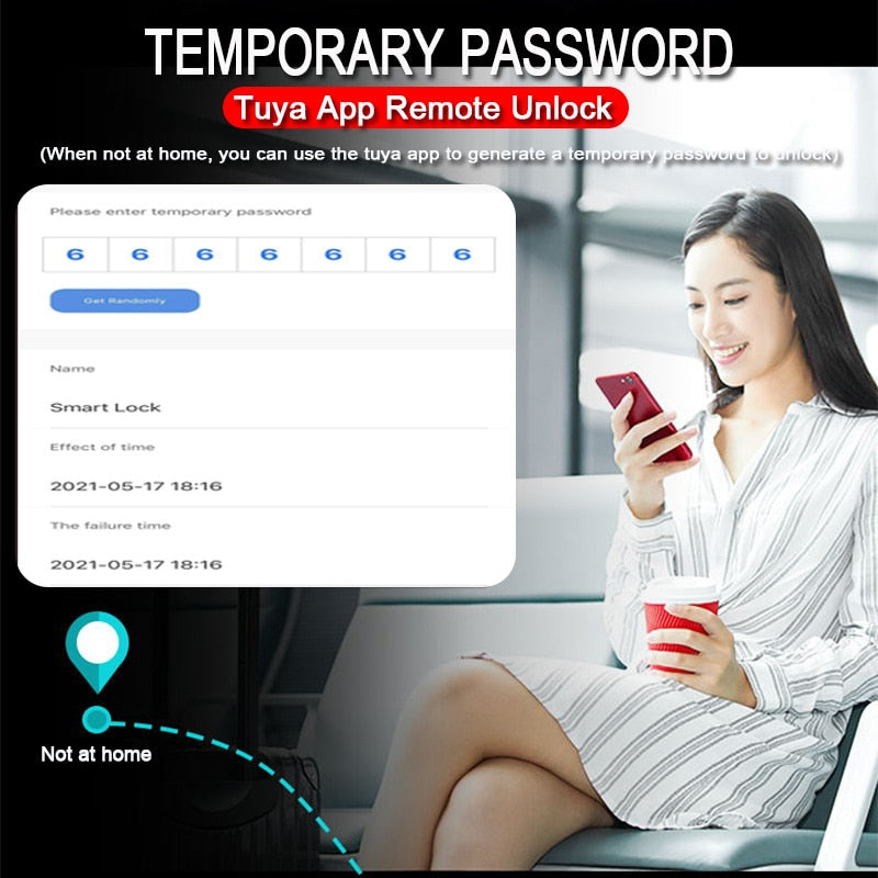 
                  
                    Tuya WiFi Electronic Smart Door Lock with Biometric Fingerprint Password Key Unlock
                  
                